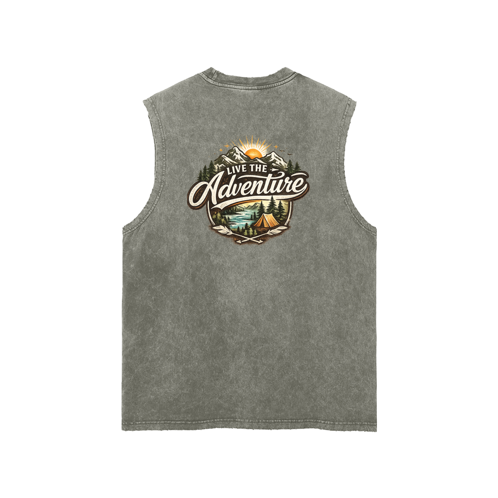 Snow Washed Frayed Hem Tank Top