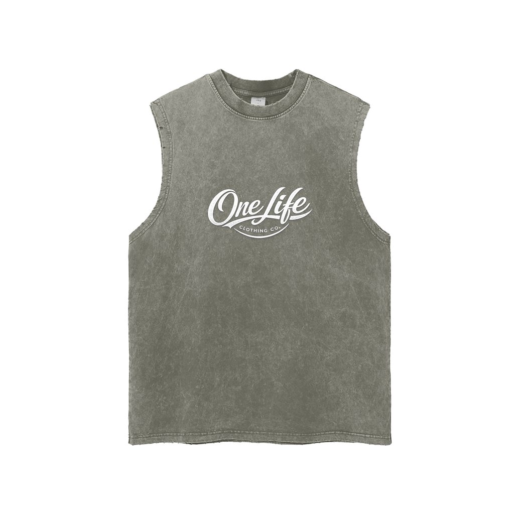 Snow Washed Frayed Hem Tank Top