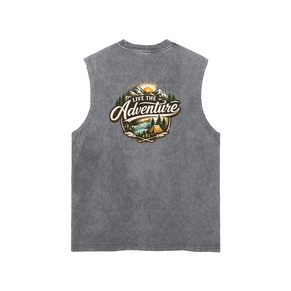 Snow Washed Frayed Hem Tank Top