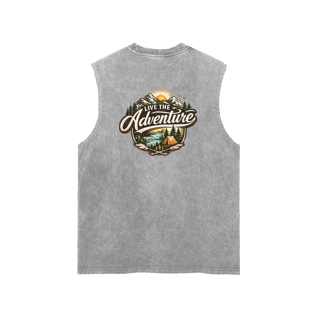 Snow Washed Frayed Hem Tank Top