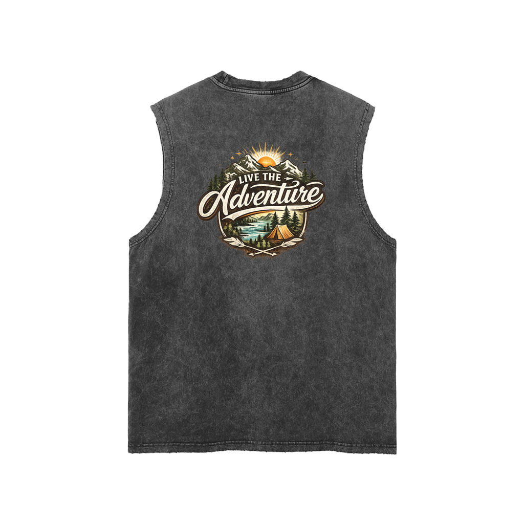 Snow Washed Frayed Hem Tank Top